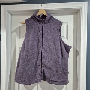 Duluth Trading Vest Womens 3X Purple Frost Lake Hooded‎ Fleece Hiking Outdoor